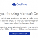 OneDriveの無償15GBを維持するなら、1月31日までに！